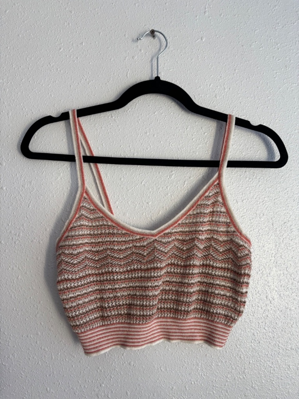 Intermix Cotton Blend Striped Knit Crop Tank Top